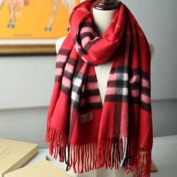 Scialle in cashmere con motivo check classico Burberry 70 x 200 rosso