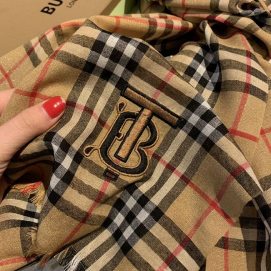 Replica Burberry TB scialle in cashmere con motivo cavallo di cavallo 70 x 200 marrone