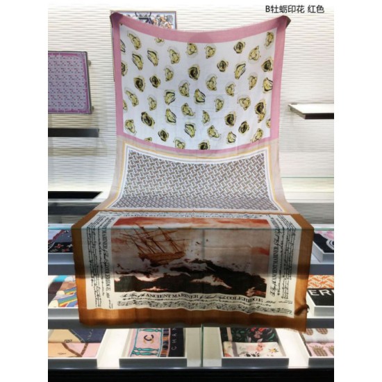 Replica Scialle in cashmere con stampa Oyster Burberry 110 x 200 rosso