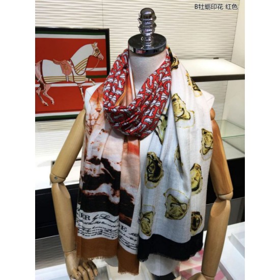 Replica Scialle in cashmere con stampa Oyster Burberry 110 x 200 rosso