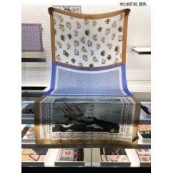 Scialle in cashmere con stampa Oyster Burberry 110 x 200 blu