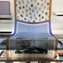 Scialle in cashmere con stampa Oyster Burberry 110 x 200 blu