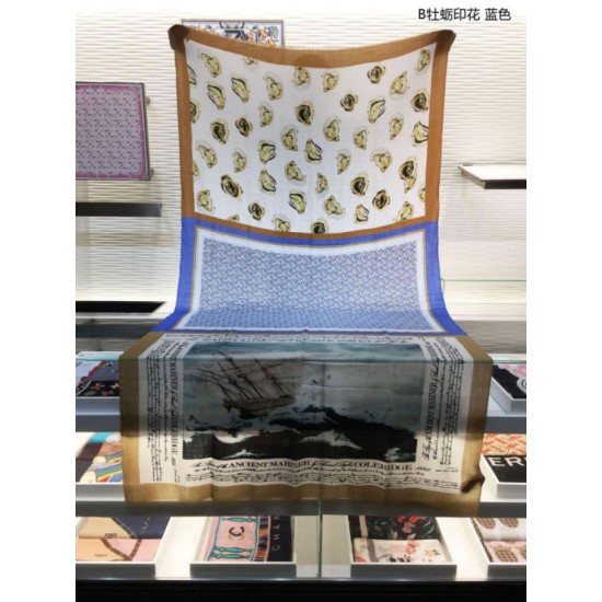 Replica Scialle in cashmere con stampa Oyster Burberry 110 x 200 blu