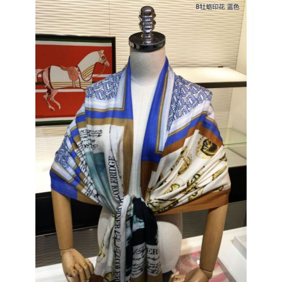 Replica Scialle in cashmere con stampa Oyster Burberry 110 x 200 blu