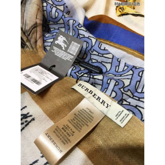 Replica Scialle in cashmere con stampa Oyster Burberry 110 x 200 blu
