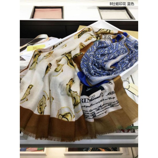 Replica Scialle in cashmere con stampa Oyster Burberry 110 x 200 blu