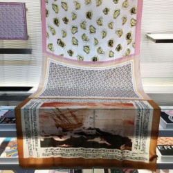 Scialle in cashmere con stampa Oyster Burberry 110 x 200 caffè