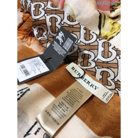 Replica Scialle in cashmere con stampa Oyster Burberry 110 x 200 caffè