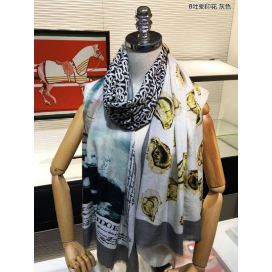 Replica Scialle in cashmere con stampa Oyster Burberry 110 x 200 nero