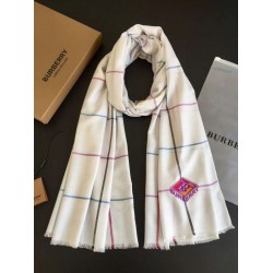 Scialle in cashmere Burberry TB in edizione limitata 80 x 200 bianco