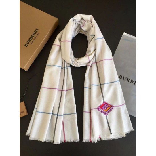 Replica Scialle in cashmere Burberry TB in edizione limitata 80 x 200 bianco