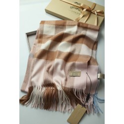 Scialle in cashmere con motivo check classico Burberry 70 x 200 albicocche