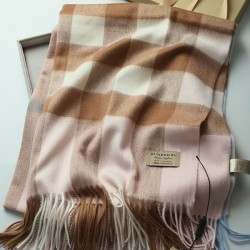 Scialle in cashmere con motivo check classico Burberry 70 x 200 albicocche