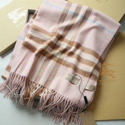Scialle in cashmere con motivo check classico Burberry 70 x 200 rosa