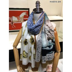 Scialle in cashmere con stampa Oyster Burberry 110 x 200 blu