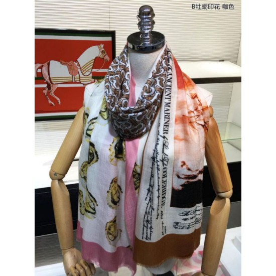 Replica Scialle in cashmere con stampa Oyster Burberry 110 x 200 caffè