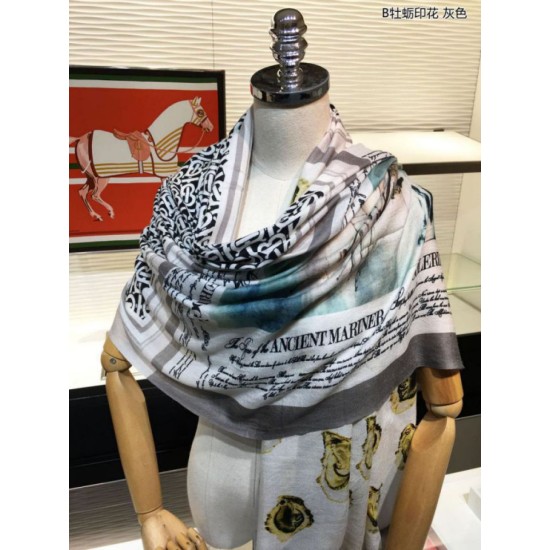 Replica Scialle in cashmere con stampa Oyster Burberry 110 x 200 nero