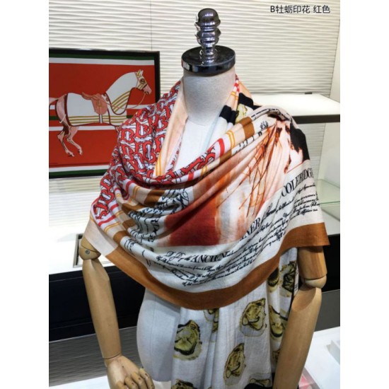 Replica Scialle in cashmere con stampa Oyster Burberry 110 x 200 rosso