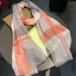 Scialle in seta cashmere a quadri Burberry 80 x 200 arancione