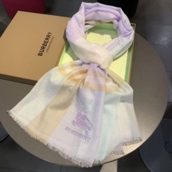 Scialle in seta cashmere a quadri Burberry 80 x 200 bianco