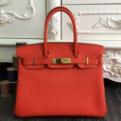 Borse Hermes Birkin 30cm 35CM in pelle arancione Clemence