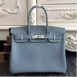 Borse Hermes Birkin 30cm 35CM in pelle blu Lin Clemence
