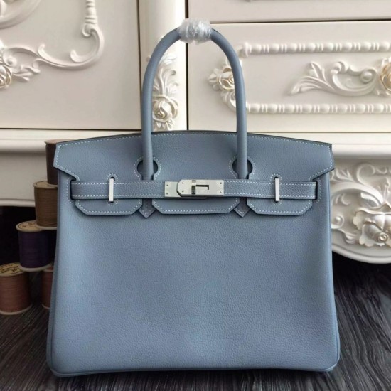 Replica Borse Hermes Birkin 30cm 35CM in pelle blu Lin Clemence Replica Borse Hermes Birkin 30cm 35CM in pelle blu Lin Clemence