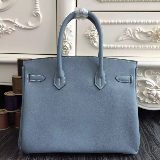 Replica Borse Hermes Birkin 30cm 35CM in pelle blu Lin Clemence Replica Borse Hermes Birkin 30cm 35CM in pelle blu Lin Clemence