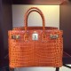 Replica Borse Hermes Birkin 30cm 35CM in pelle di coccodrillo arancione Replica Borse Hermes Birkin 30cm 35CM in pelle di coccodrillo arancione