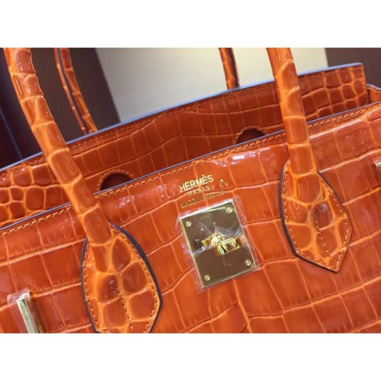 Replica Borse Hermes Birkin 30cm 35CM in pelle di coccodrillo arancione Replica Borse Hermes Birkin 30cm 35CM in pelle di coccodrillo arancione