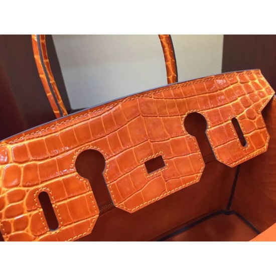 Replica Borse Hermes Birkin 30cm 35CM in pelle di coccodrillo arancione Replica Borse Hermes Birkin 30cm 35CM in pelle di coccodrillo arancione