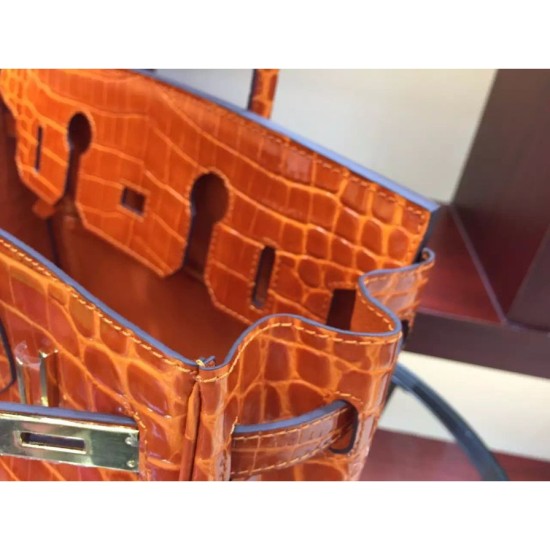 Replica Borse Hermes Birkin 30cm 35CM in pelle di coccodrillo arancione Replica Borse Hermes Birkin 30cm 35CM in pelle di coccodrillo arancione