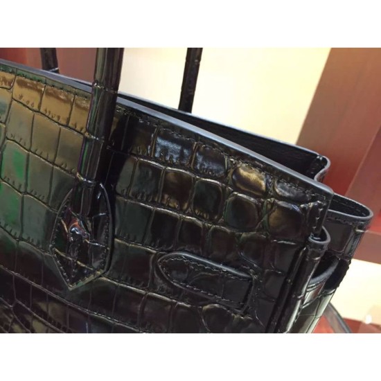 Replica Borse Hermes Birkin 30cm 35CM in pelle nera di coccodrillo Replica Borse Hermes Birkin 30cm 35CM in pelle nera di coccodrillo
