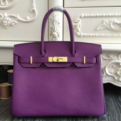 Borse Hermes Birkin 30cm 35CM in pelle viola Clemence