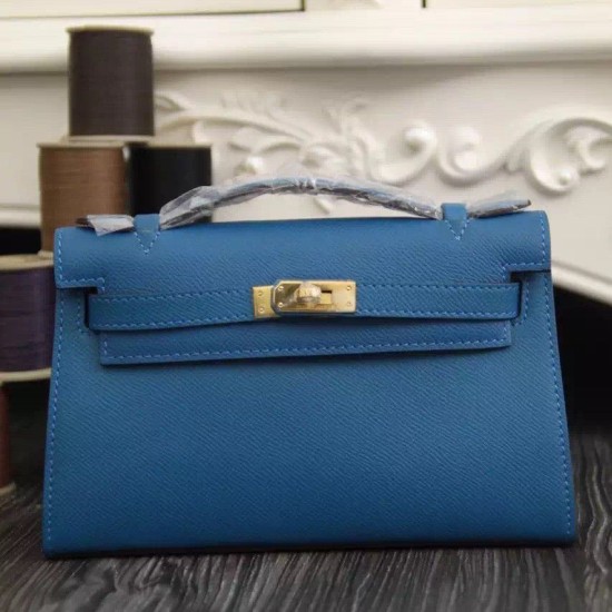 Replica Borse Hermes Kelly Mini Pochette in pelle blu Epsom Replica Borse Hermes Kelly Mini Pochette in pelle blu Epsom