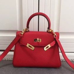 Borsa Hermes Kelly 25CM Rosso Clemence Pelle