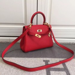 Borsa Hermes Kelly 25CM Rosso Clemence Pelle
