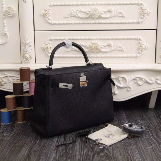 Replica Borsa Kelly Hermes 28cm 32cm Nero Pelle Clemence Replica Borsa Kelly Hermes 28cm 32cm Nero Pelle Clemence