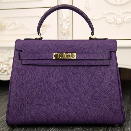 Replica Borsa Kelly Hermes 28cm 32cm  Viola Pelle Clemence