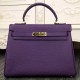 Replica Borsa Kelly Hermes 28cm 32cm  Viola Pelle Clemence