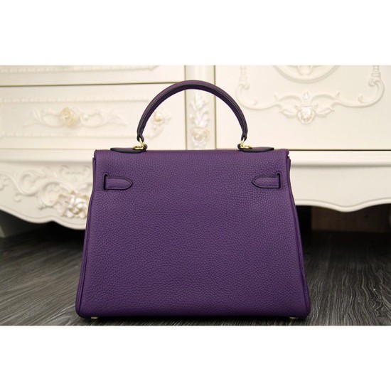 Replica Borsa Kelly Hermes 28cm 32cm  Viola Pelle Clemence