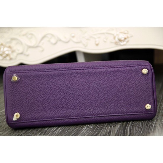 Replica Borsa Kelly Hermes 28cm 32cm  Viola Pelle Clemence