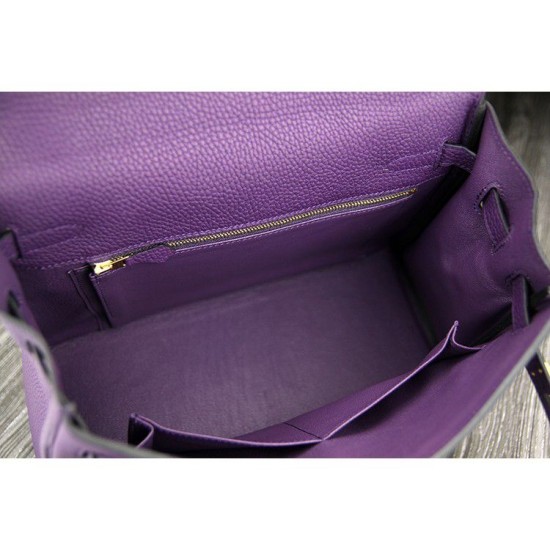 Replica Borsa Kelly Hermes 28cm 32cm  Viola Pelle Clemence