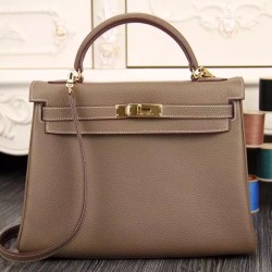 Borsa Kelly Hermes Etain Pelle Clemence