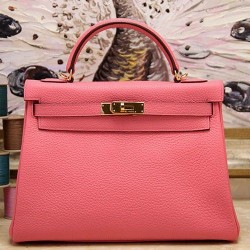 Borsa Kelly Hermes Rose Rossetto Pelle Clemence