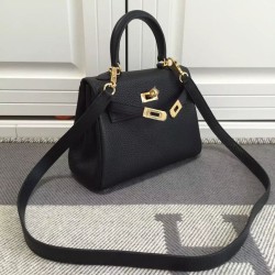 Borse Hermes Kelly 25CM Nero Clemence Pelle