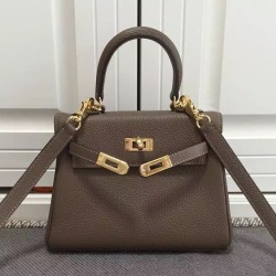 Hermes Kelly 20 CM Borsa étoupe Clemence Pelle