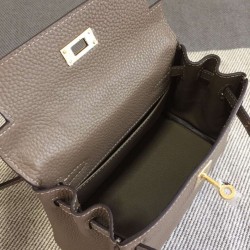 Hermes Kelly 20 CM Borsa étoupe Clemence Pelle