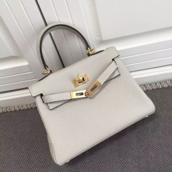 Hermes Kelly 20 CM Borsa Ivory Clemence Pelle