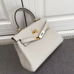 Hermes Kelly 20 CM Borsa Ivory Clemence Pelle Hermes Kelly 20 CM Borsa Ivory Clemence Pelle